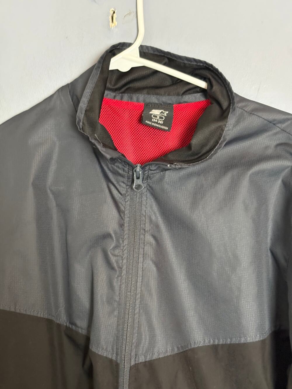 Starter Mens Lightweight Full Zip Windbreaker Jacket Gray Black S